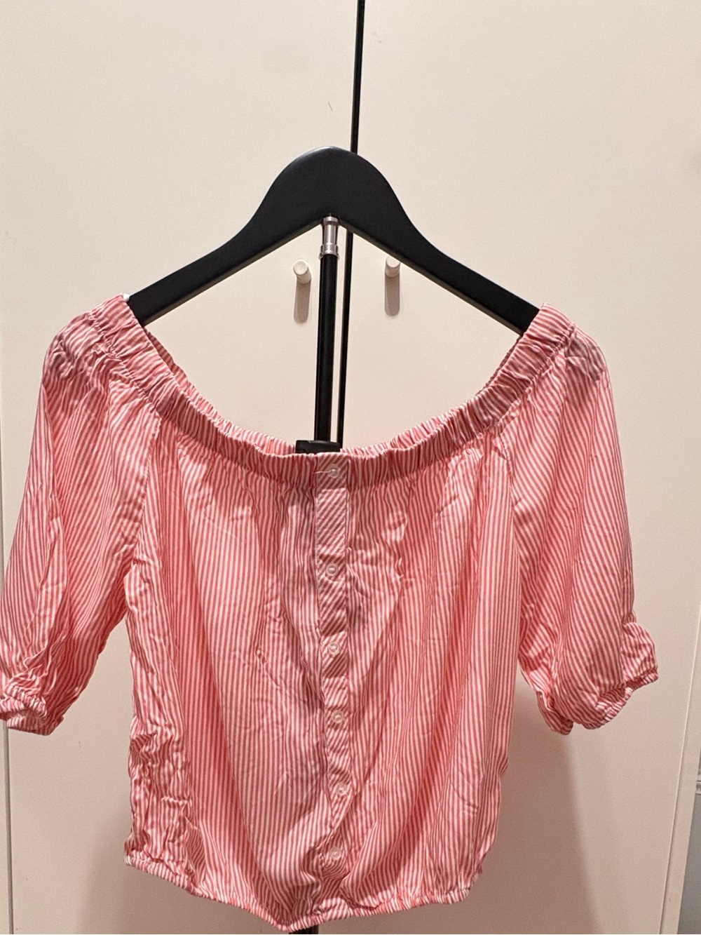 Forever 21 Pink Striped Off-Shoulder Blouse